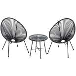 SONGMICS 3-Piece Seating Acapulco, Modern Patio Furniture, Glass Top Table and 2 Chairs Indoor and Outdoor Conversation Bistro Set