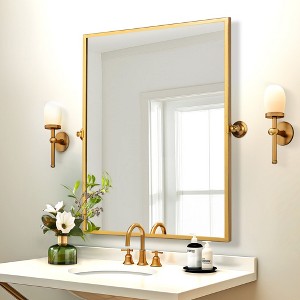 Rectangular Metal Framed Pivoted Bathroom Wall Vanity Mirro - 1 of 4