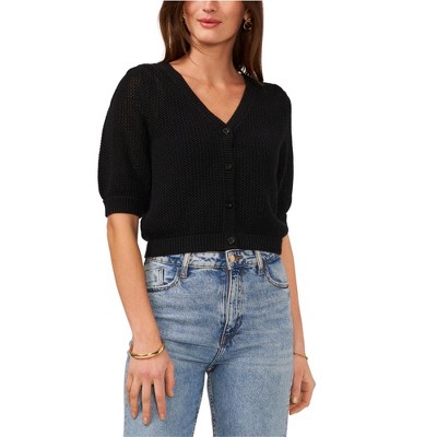 Vince Camuto Womens Open Knit Cardigan Sweater