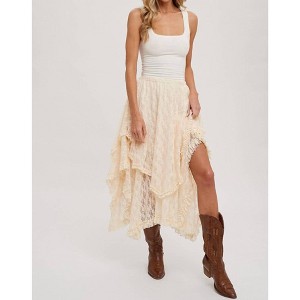Women's Lace Tier Midi Skirt - Vanilla Monkey - 1 of 4