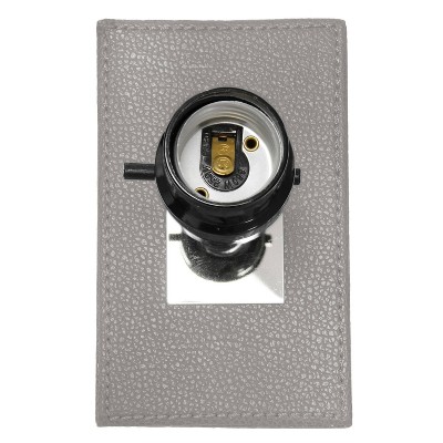 Modern Gray Leather Table Lamp with USB and White Fabric Shade