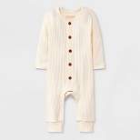 Grayson Collective Baby Ribbed Long Sleeve Jumpsuit - Cream
