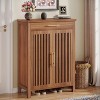 Tribesigns 5-Tier Shoe Cabinet, Freestanding Shoe Storage Cabinet with Louvered Doors, Wood Shoe Rack with Adjustable Shelf - 3 of 4