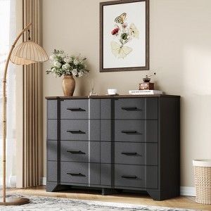 Farmhouse Drawers Dresser for Bedroom, Wood Curved Wide Chest of Drawers - 1 of 4