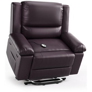 Oversized Wide Power Lift Recliner Chair - Heat and Massage, PU Leather, Adjustable Back and Legs, Electric Lift Chair - 1 of 4