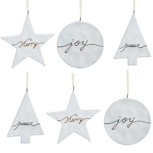 Sullivans Set of 6 Star  Tree  & Circle Ornament Kit 3.75"H  4.25"H & 4"H White and Gold - 1 of 1