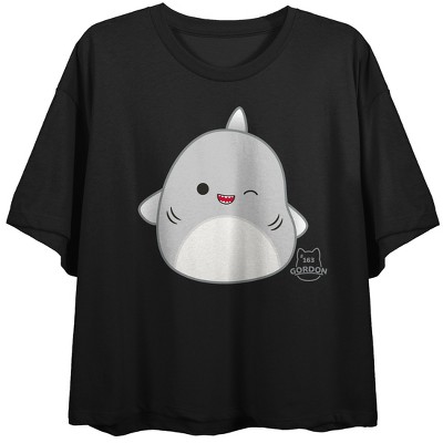 Squishmallows Gordon Crew Neck Short Sleeve Women's Black Crop Top