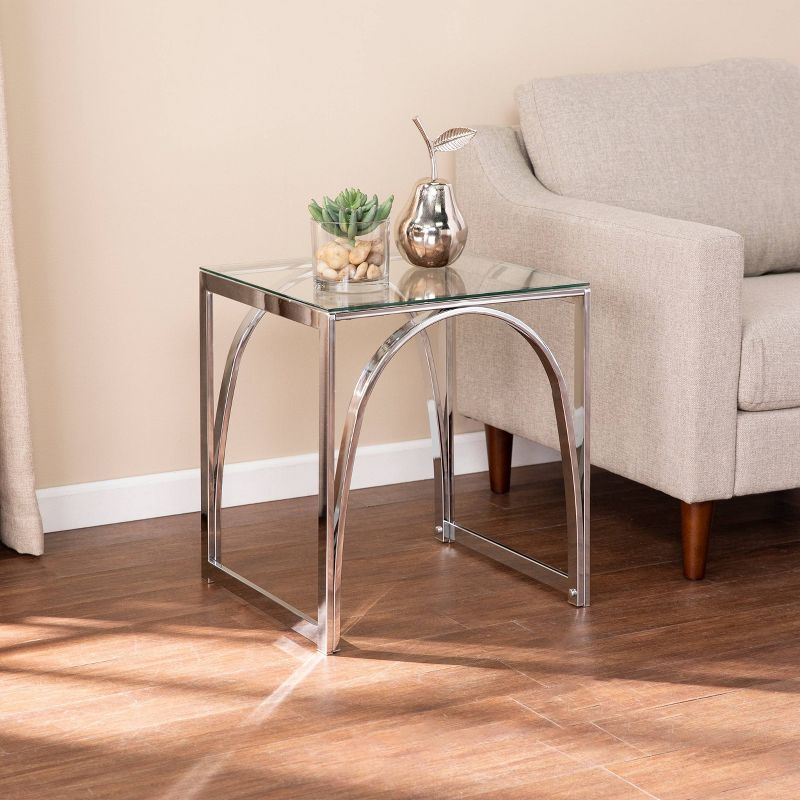 Kalb Square Glass Top End Table Chrome - Aiden Lane, 1 of 10