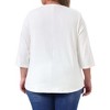 Women's Plus Size Crochet Lace Detail Curvy Hem 3/4 Sleeve Solid Casual Tunic Tops - Agnes Orinda - 4 of 4