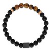 Chisel Stainless Steel Brushed Black IP-plated 8mm Black Agate and Tiger's Eye Beaded Stretch Bracelet - 3 of 4