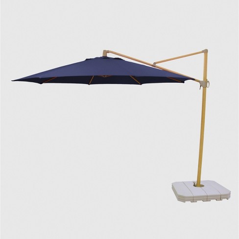 11 Offset Patio Umbrella Duraseason Fabric Navy Light Wood Pole Threshold Target