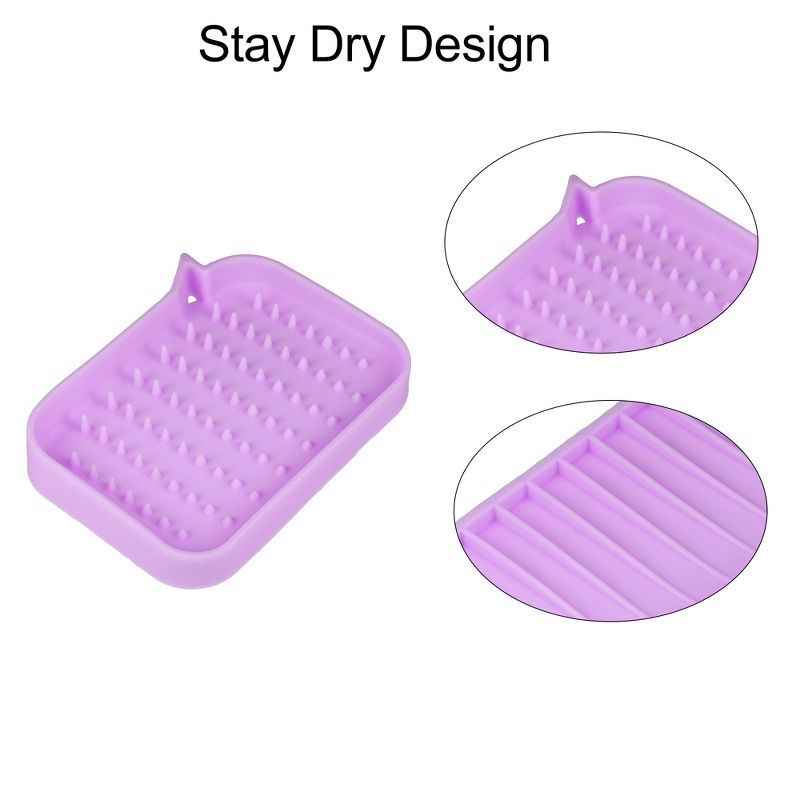 Unique Bargains Silicone Soap Dish Keep Soap Dry Soap Cleaning Storage for Home Bathroom Kitchen 2 Pcs, 3 of 7