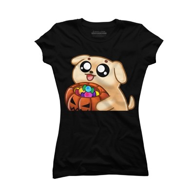 Junior's Design By Humans Halloween Candy Pup By Puppers T-Shirt