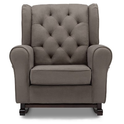 Graphite Microfiber Upholstered Nursery Rocking Chair with Wood Rocker Feet
