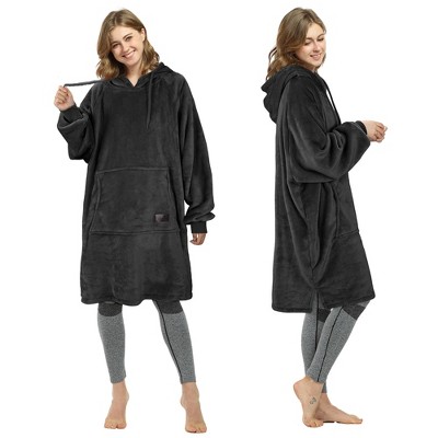 Catalonia Women’s Plush Hoodie Sweatshirt Dress, Casual Snuggly  Pullover Sweater with Kangaroo Pocket, Womens Fall Tops, One Size