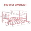 Twin Daybed with Trundle and Backrest, Metal Sofa Bed Frame for Living Room, Bedroom and Guest Room - 2 of 4