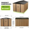 10x8FT Outdoor Metal Storage Shed with Lockable Door, Waterproof UV Protection Sloping Roof Carport for Garden Backyard Patio Lawn, Brown - 3 of 4