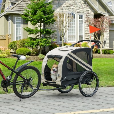 2-in-1 Pet Bike Trailer And Stroller for Small Dogs,Weather Resistant Bicycle Cart with Safety Flag,Foldable Dog Wagon Carrier-LAOTIES