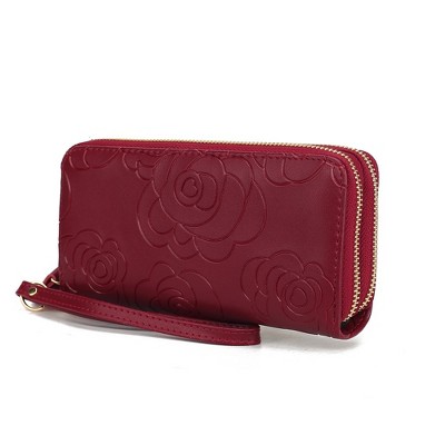 MKF Collection Ellie Genuine Leather Flower-Embossed Women’s Wristlet Wallet by Mia K