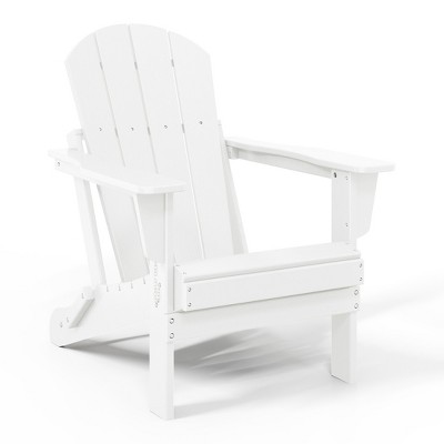 White HDPE Outdoor Folding Adirondack Chair with Wide Armrests
