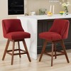 QingMoon Swivel Bar Stools Set of 2, 26'' Linen Fabric Counter Height Chairs with Solid Wood Legs and Rivet Trim Design for Kitchen Island, Pub - 2 of 4