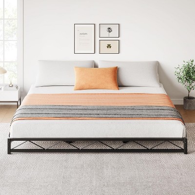 Modern Metal Platform Bed Frame with Steel Slats, Tool-Free Assembly. Full, Queen, King Sizes. No Box Spring Needed.