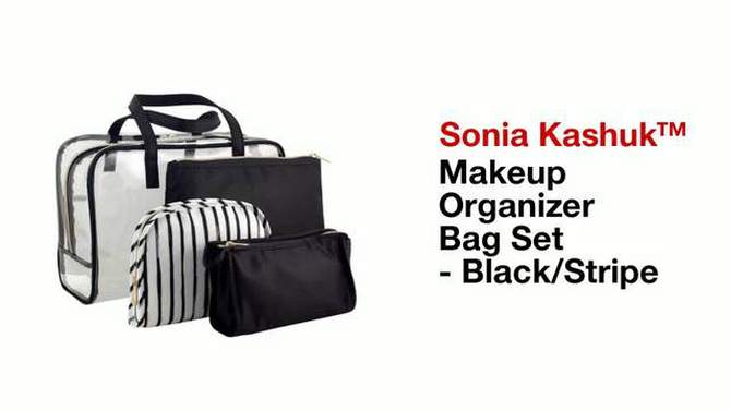Sonia Kashuk&#8482; Makeup Organizer Bag Set - Black/Stripe, 2 of 5, play video