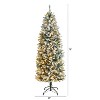 6ft. Slim Flocked Fir Artificial Christmas Tree with 250 Warm White LED Lights and 743 Bendable Branches – Stylish Slim Fit - 2 of 4