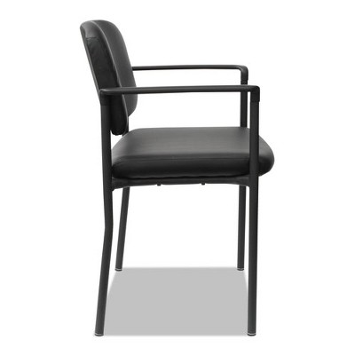 Black Faux Leather Stacking Reception Chairs with Metal Frame, Set of 2