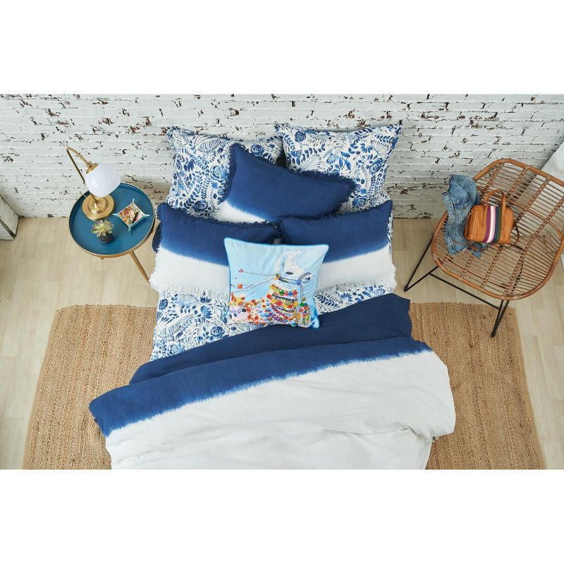 carol & frank 22" x 22" Llama Boho Blue Multicolor Cotton Decor Throw Pillow Cover And Insert Set, 2 of 5