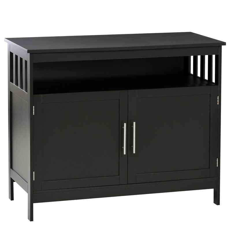 HOMCOM Kitchen Sideboard, Buffet Cabinet, Wooden Storage Console Table with 2-Level Cabinet and Open Shelf, Black, 1 of 8