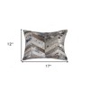 HomeRoots 12" X 20" Gray and Silver Chevron Cowhide Lumbar Throw Pillow with Glitter - 3 of 4