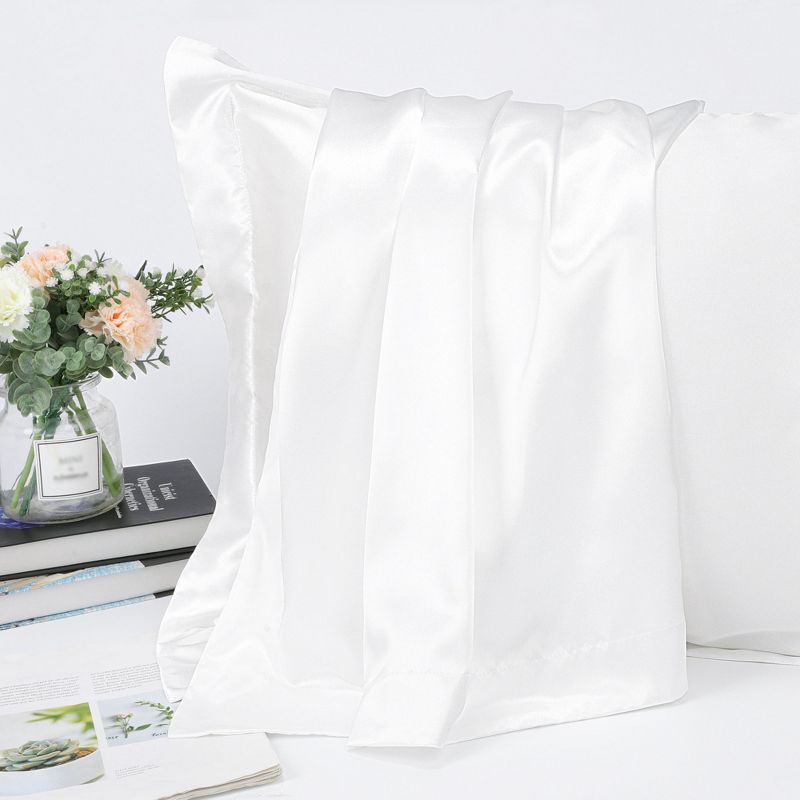PiccoCasa Satin Silky Pillow Envelope Closure Soft Pillowcases 2 Pcs, 5 of 7