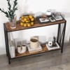 Orieon 43 Inch Entryway Table, 2-Tier Narrow Console Table with Shelves, Rustic Industrial Sofa Table for Hallway, Living Room, or Foyer, Brown - 3 of 4