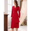INSPIRE CHIC Women's Cocktail Wrap Ruched V Neck Long Sleeve Elegant Formal Sheath Dresses - 3 of 4