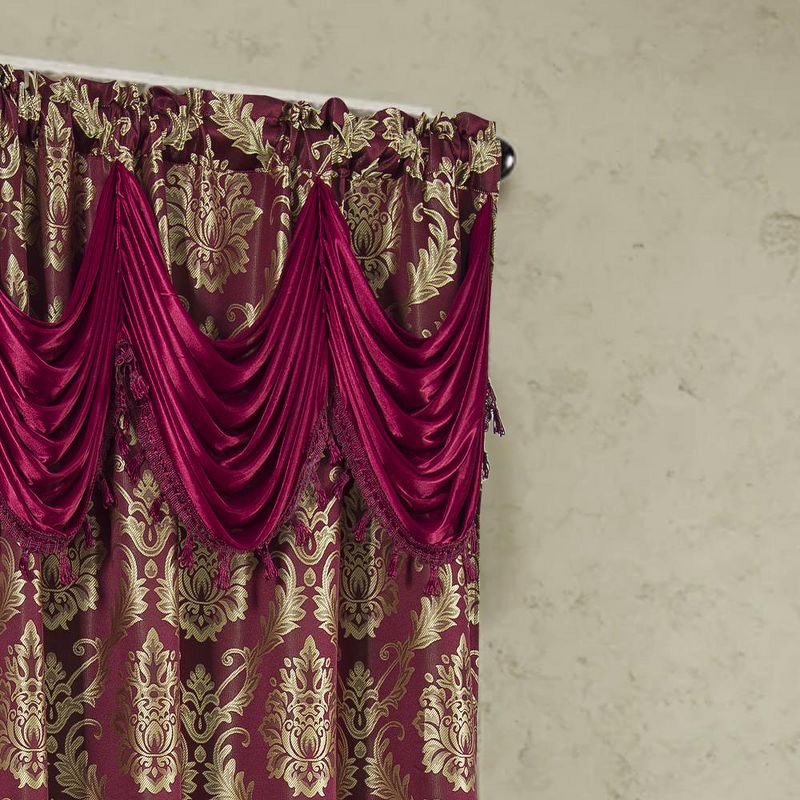 RT Designers Collection Stockton Premium Two Pack Double Curtain Panel 54" x 84" Burgundy, 2 of 5