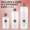 Impresa [6 Pack] Plastic Clear Cylinder Vases Set for Weddings, Home, Office - 6", 9" & 12" Plastic Vases - 3 of 4