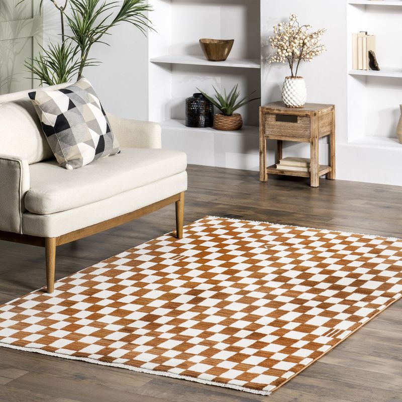 nuLOOM Dominique Abstract Checkered Fringe Area Rug, 3 of 13