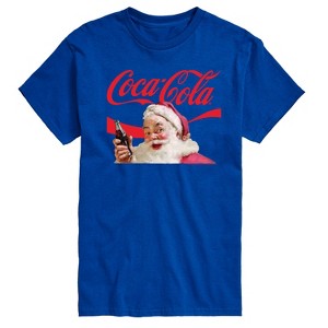 Men's - Coca Cola - Santa Closeup Coca Cola Logo Short Sleeve Graphic T-Shirt - 1 of 4