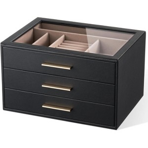 3-Layer Jewelry Organizer with Glass Window in Ivory and Pink - 1 of 4