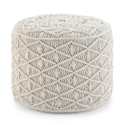 Emile Round Macrame Pouf Natural - WyndenHall