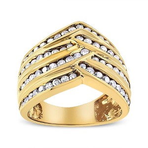 10K Yellow Gold Plated Silver 1 1/2 Cttw Diamond Channel Band Ring - 1 of 4