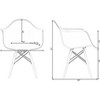 Mid-Century Modern Style Plastic DAW Shell Dining Arm Chair with Wooden Dowel Eiffel Legs, Black - 4 of 4