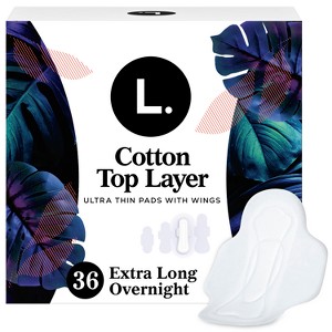 L . Ultra Thin Overnight Menstrual Pads - XL - 36ct - 1 of 4