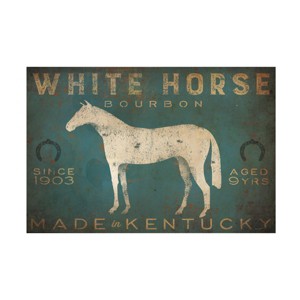 Trademark Fine Art -Ryan Fowler 'White Horse With Words Blue' Canvas Art - 1 of 4