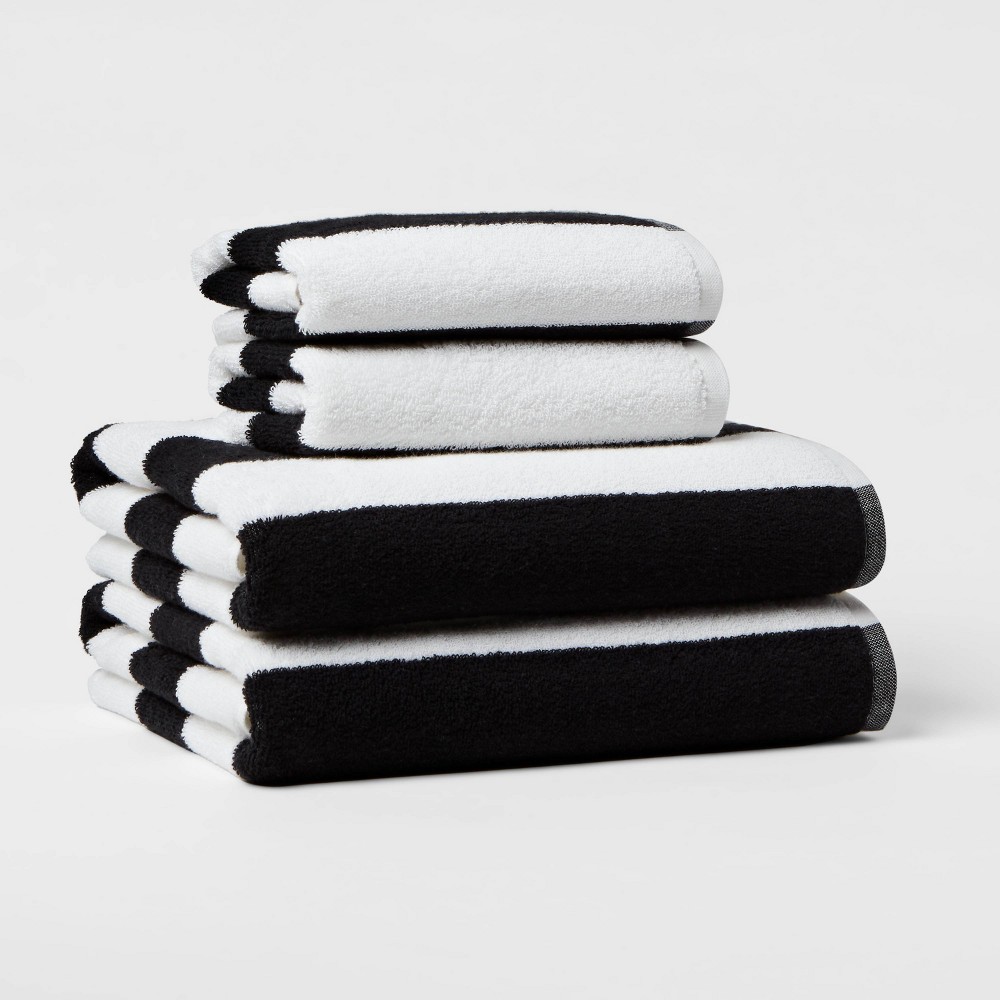 Bath Towel Set Black/White - Room Essentials