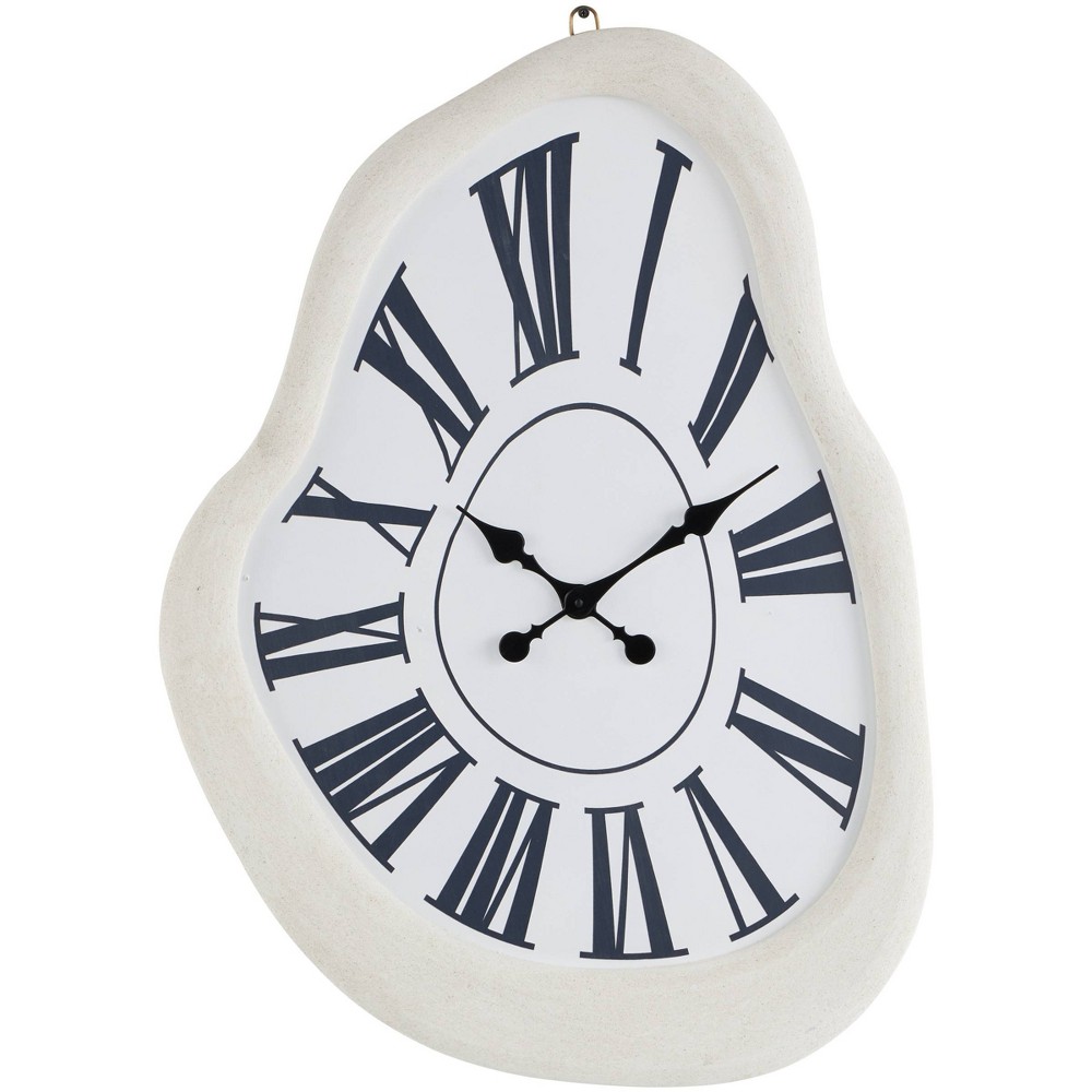 Photos - Wall Clock Olivia & May Wooden Abstract Wavy Decorative  with Roman Numerals White