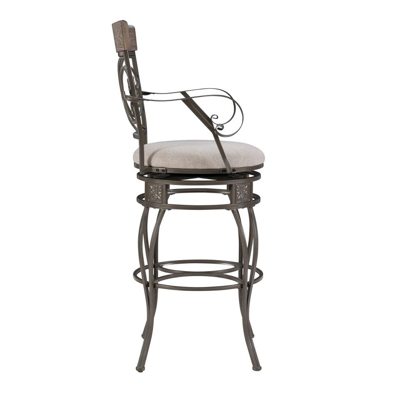 Nora Big and Tall Swivel Faux Leather Counter Height Barstool with Arms Pewter - Powell, 4 of 12