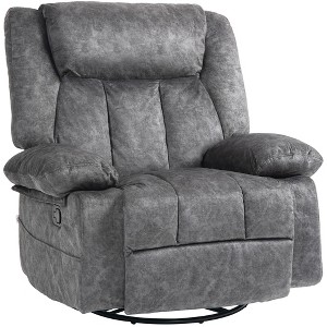 Polyester Swivel Rocker Recliner with 145¡ã Manual Recline and Footrest - 1 of 4