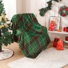 Lomsoe Christmas Green Throw Blanket, Winter Emerald Green Plaid Room Decor Soft Warm Flannel Blanket for Couch Bed Camping Dorm. - 2 of 4